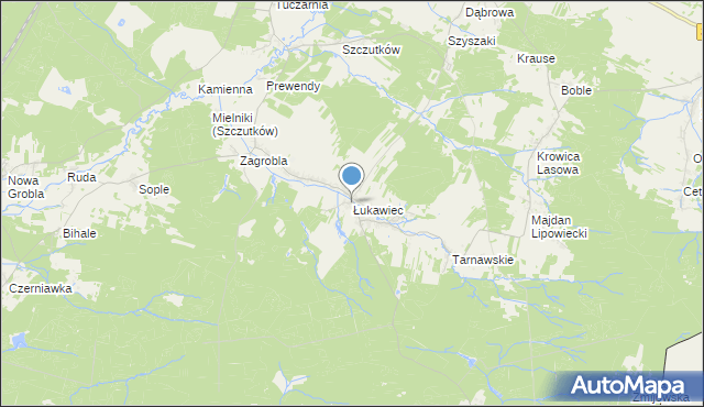 mapa Łukawiec, Łukawiec gmina Wielkie Oczy na mapie Targeo